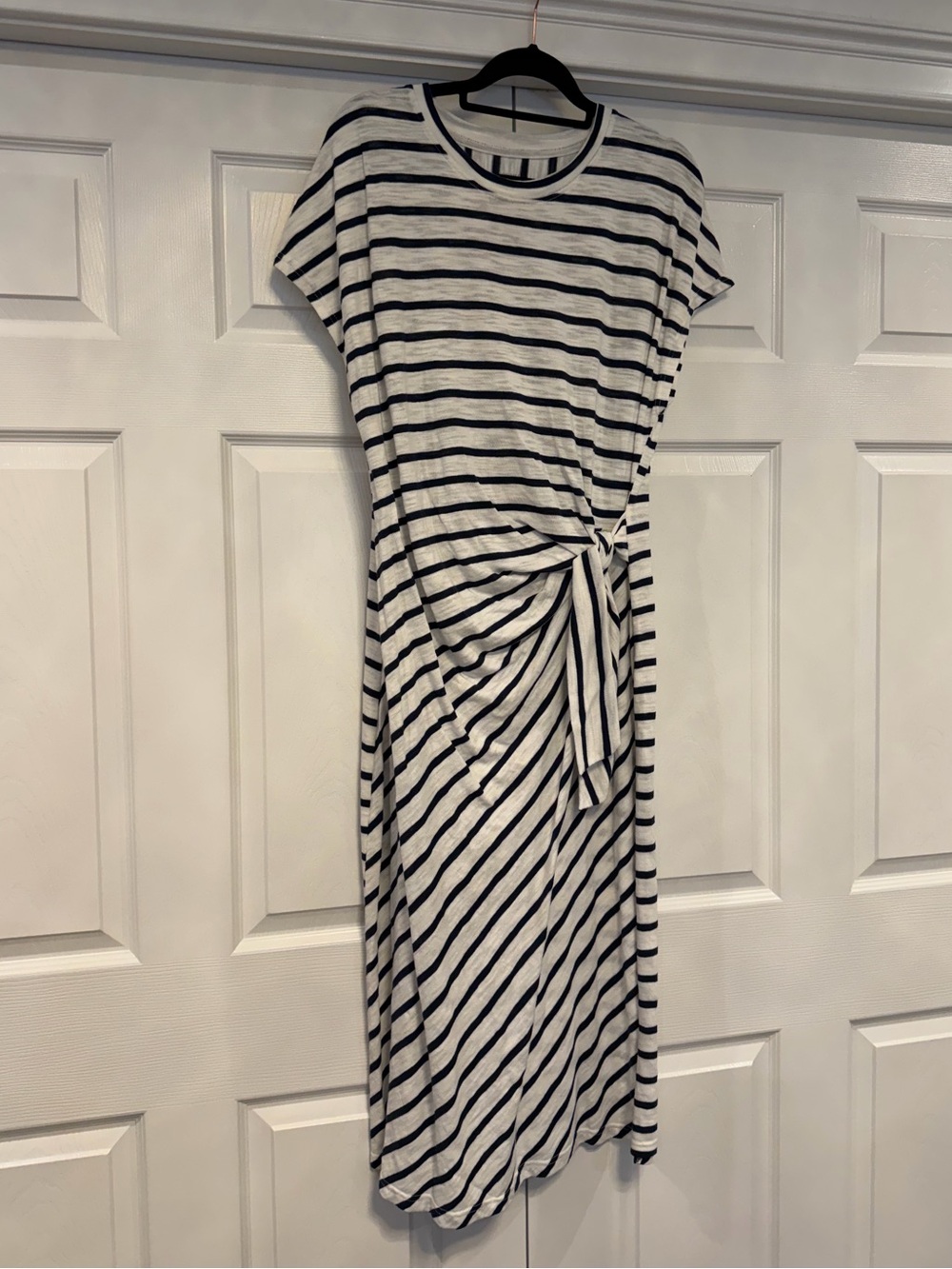 Sonoma Black & White Striped Tie-Detail Midi Dress